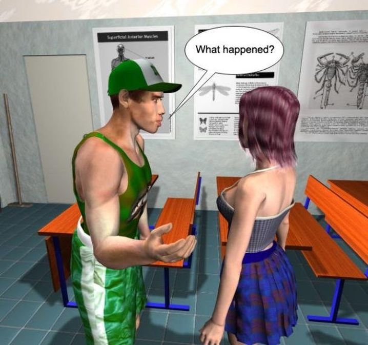 Классные 3D порно фото со школьной училкой и хуястым мужиком